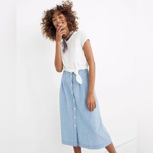 Madewell Light Blue Midi Skirt